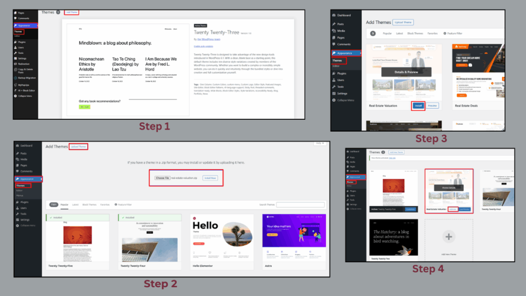 Install a Downloaded Theme via WordPress Dashboard