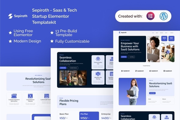  Sepiroth – SaaS & Tech Startup Elementor Template Kit