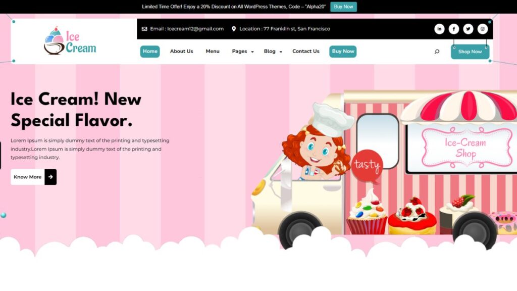 Ice Cream WordPress Theme 