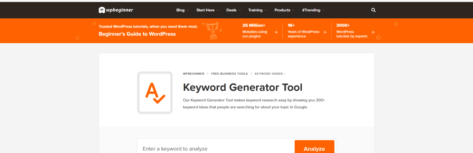 WPBeginner Keyword Generator